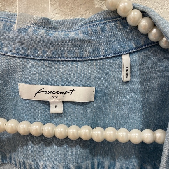 Foxcroft Cici smooth Tencel Lyocell chambray Tunic Shirt size 8 - Picture 5 of 7